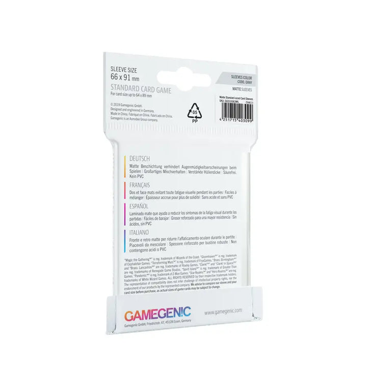 Board Game Sleeves: Matte Standard Grey (50) Gamegenic Accessories