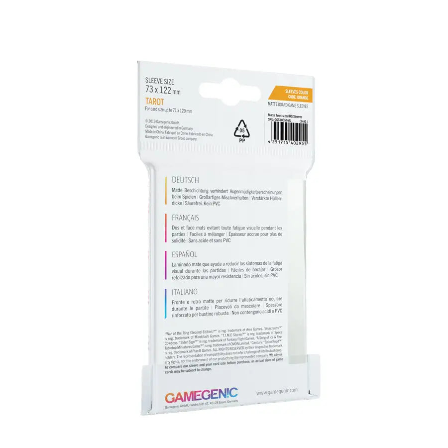 Board Game Sleeves: Matte Tarot Orange (50) Gamegenic Accessories