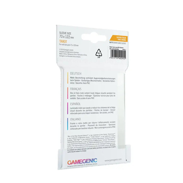 Board Game Sleeves: Matte Tarot Orange (50) Gamegenic Accessories
