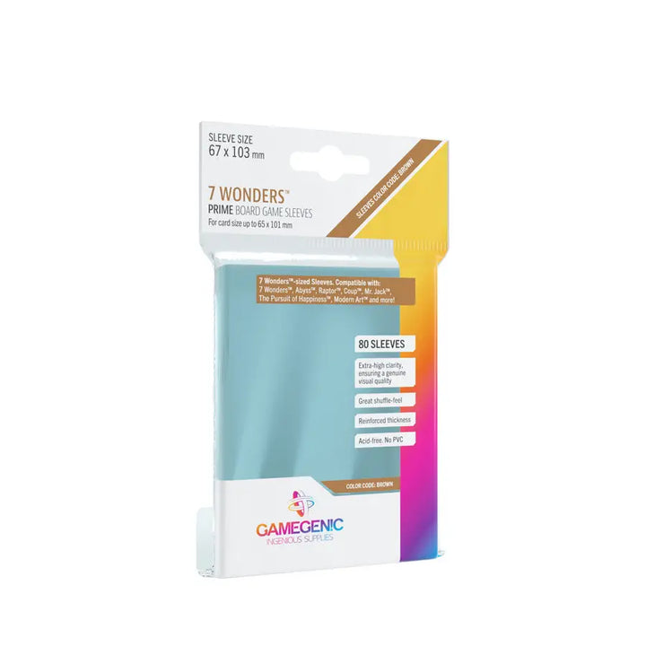 Board Game Sleeves: Prime - 7 Wonders - Brown (80) - Gamegenic - Accessories