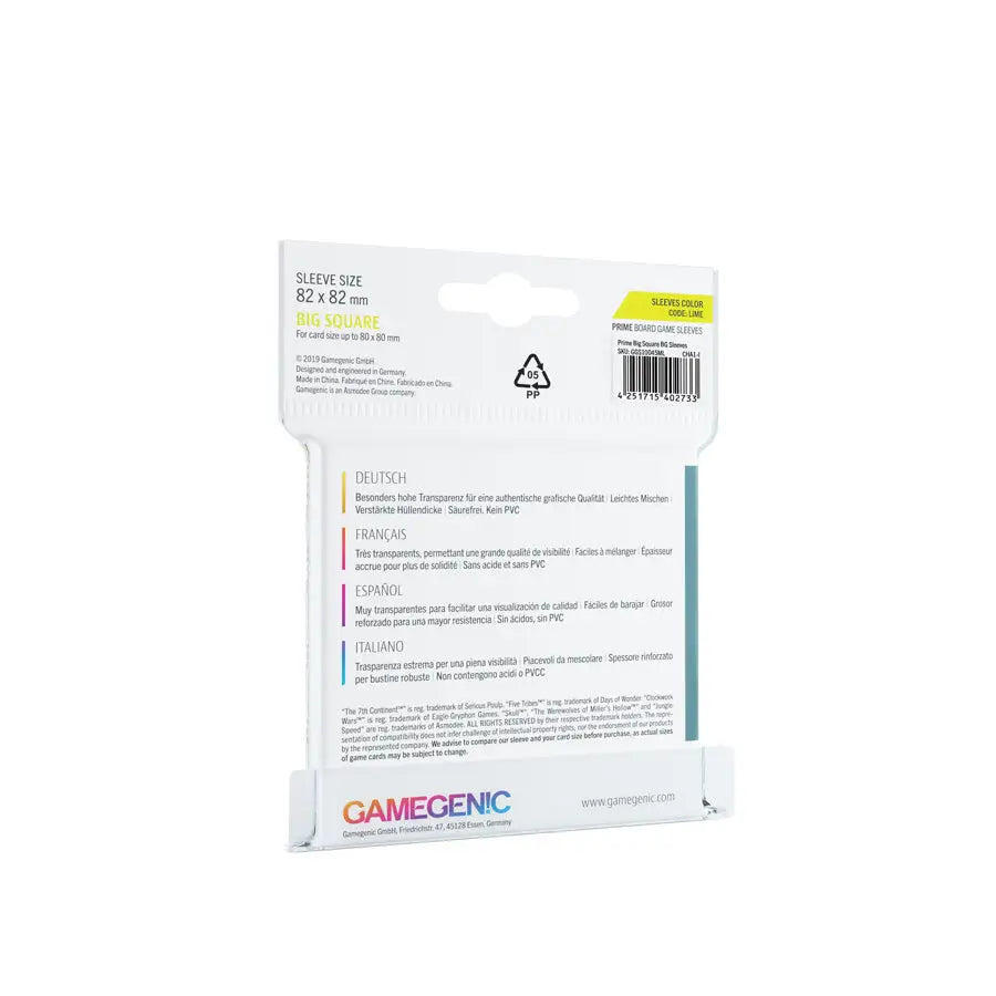 Board Game Sleeves: Prime Big Square Lime (50) Gamegenic Accessories