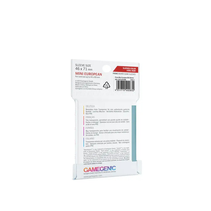 Board Game Sleeves: Prime - European - Mini - Ruby (50) - Gamegenic - Accessories