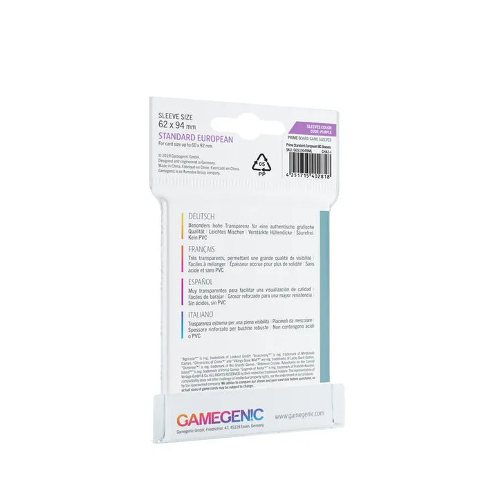 Board Game Sleeves: Prime - European - Standard - Purple (50) - Gamegenic - Accessories
