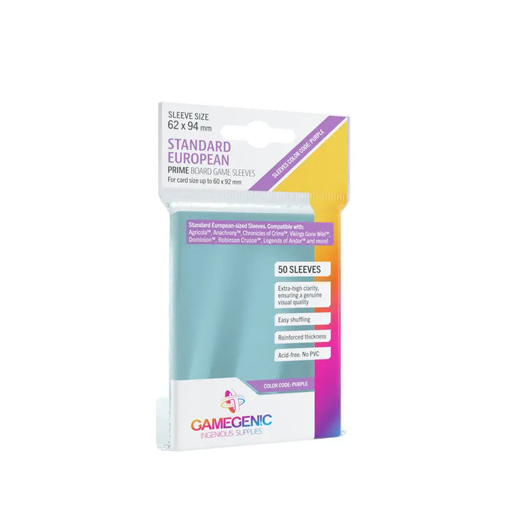 Board Game Sleeves: Prime - European - Standard - Purple (50) - Gamegenic - Accessories