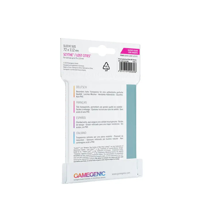 Board Game Sleeves: Prime - Scythe/Lost Cities - Magenta (60) - Gamegenic - Accessories
