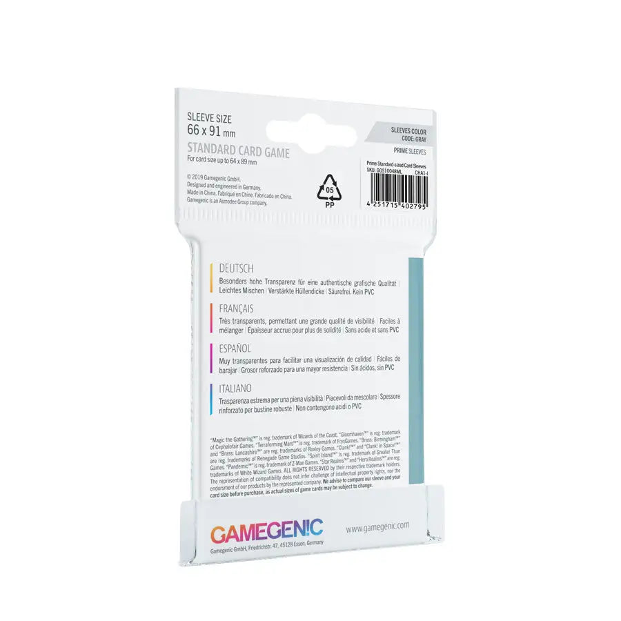 Board Game Sleeves: Prime - Standard - Gray (50) - Gamegenic - Accessories