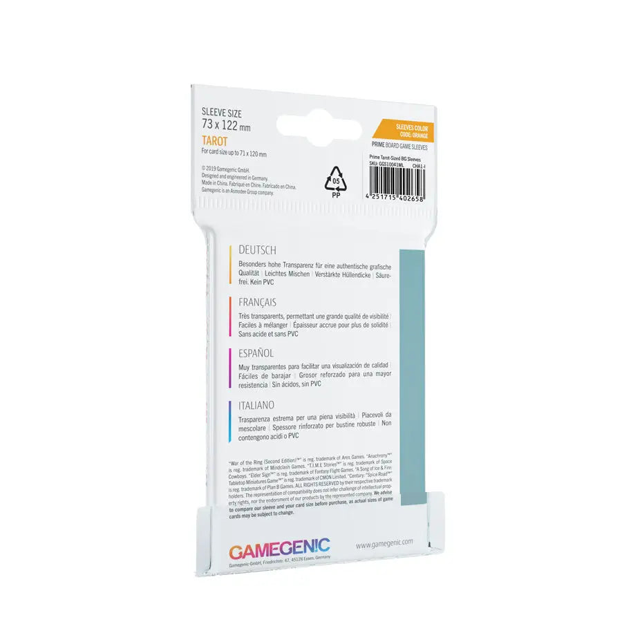 Board Game Sleeves: Prime - Tarot - Orange (50) - Gamegenic - Accessories