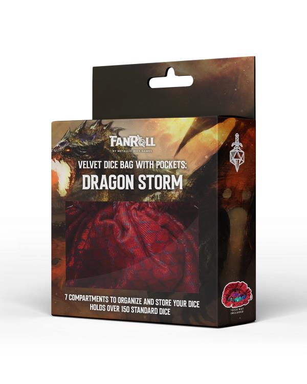 Dragon Storm Velvet Compartment Dice Bag: Red Dragon