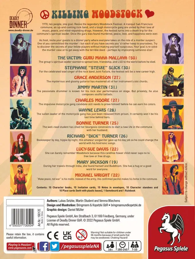 Deadly Dinner: Killing Woodstock (EN) - Pegasus Spiele - Board Games