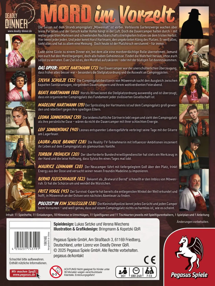 Deadly Dinner: Mord im Vorzelt (DE) - Pegasus Spiele - Board Games