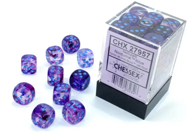 Dice Set: Nebula - Luminary - Nocturnal/Blue - 12mm - d6 (36) - Chessex - Accessories