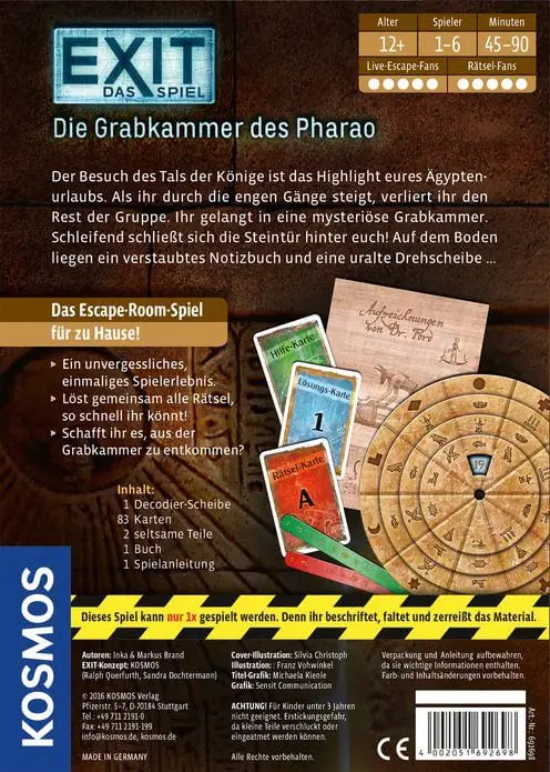 EXIT - Das Spiel: Die Grabkammer des Pharao (DE) - KOSMOS - Board Games