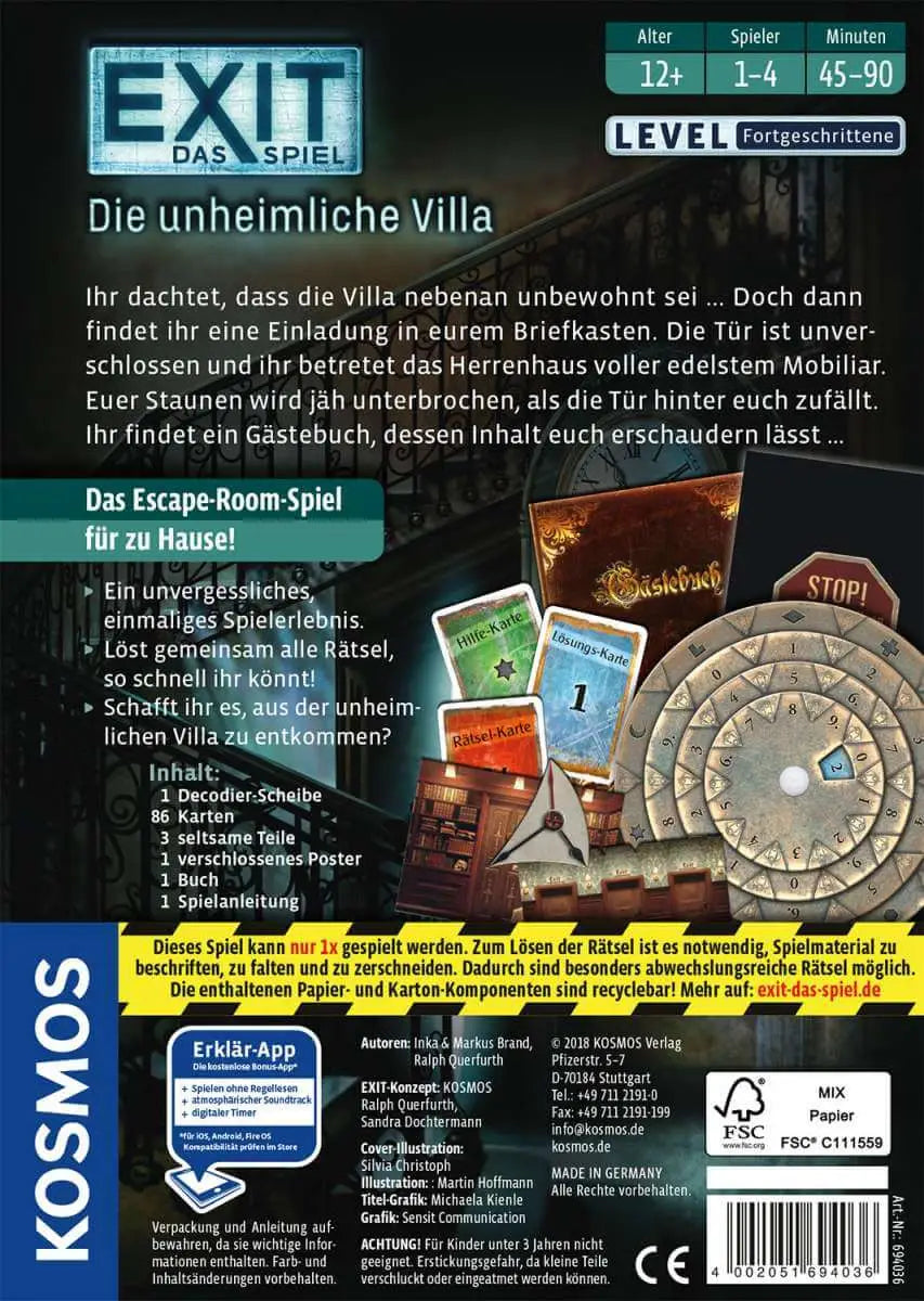 EXIT - Das Spiel: Die unheimliche Villa (DE) - KOSMOS - Board Games