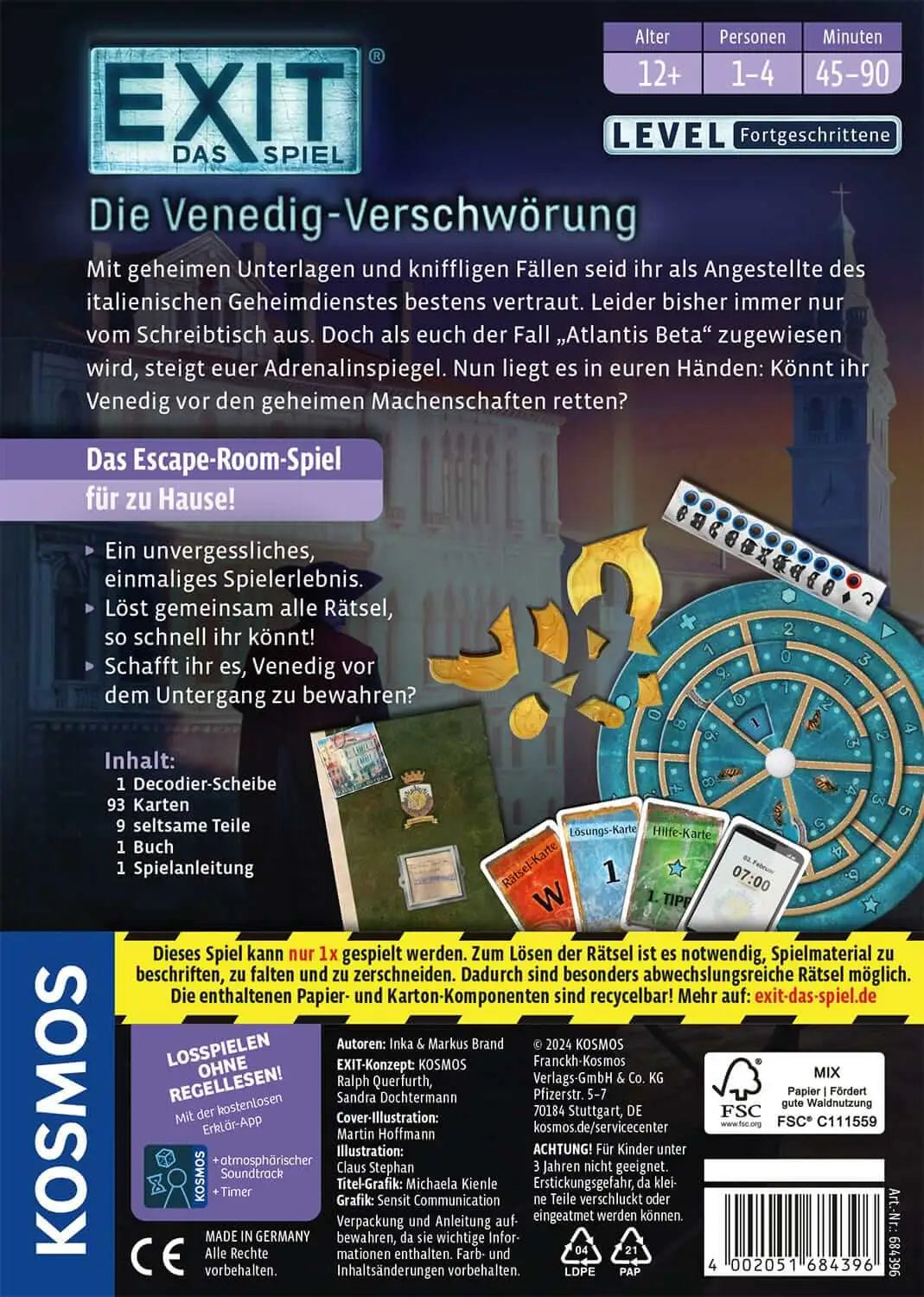 EXIT – Das Spiel: Die Venedig-Verschwörung (DE) - KOSMOS - Board Games