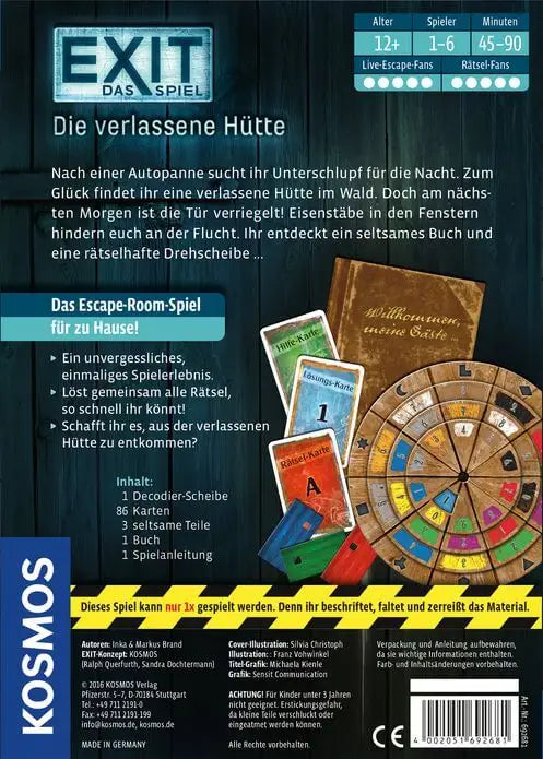 EXIT – Das Spiel: Die verlassene Hütte (DE) - KOSMOS - Board Games