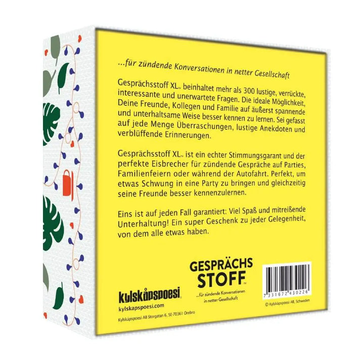 Gesprächsstoff XL: für zündende Konversationen in netter Gesellschaft (DE) - Kylskåpspoesi AB - Board Games