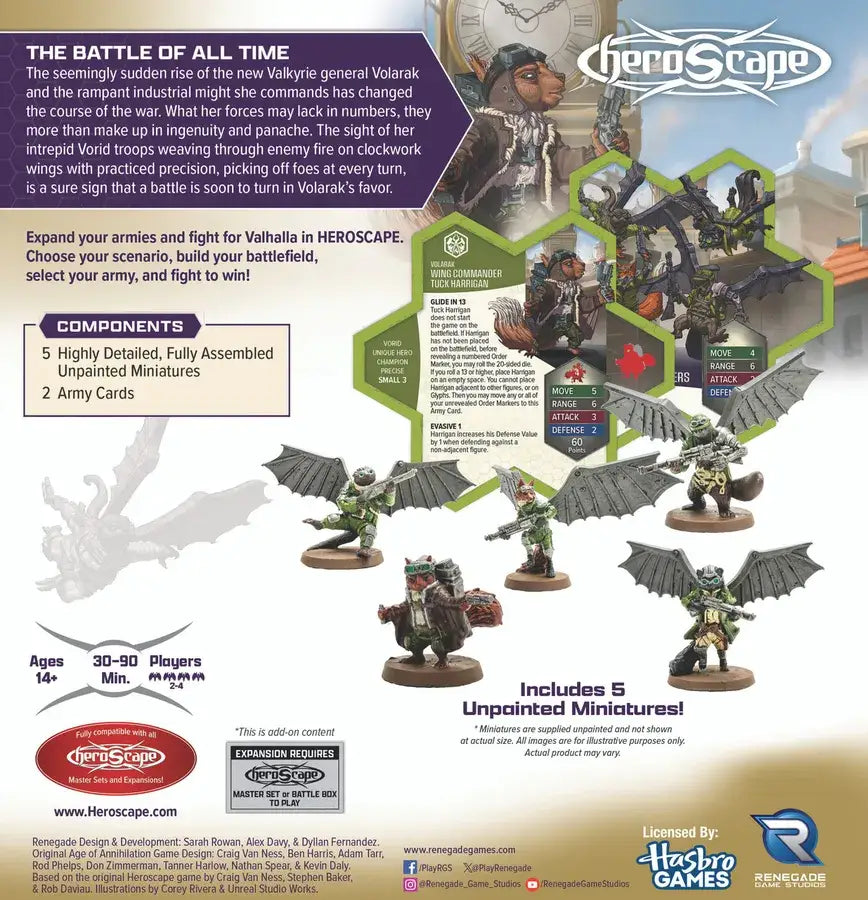 HeroScape: Rising Tide - Army Expansion - Wing Commander Tuck Harrigan & Voris Glidestriker (EN) - Renegade Game