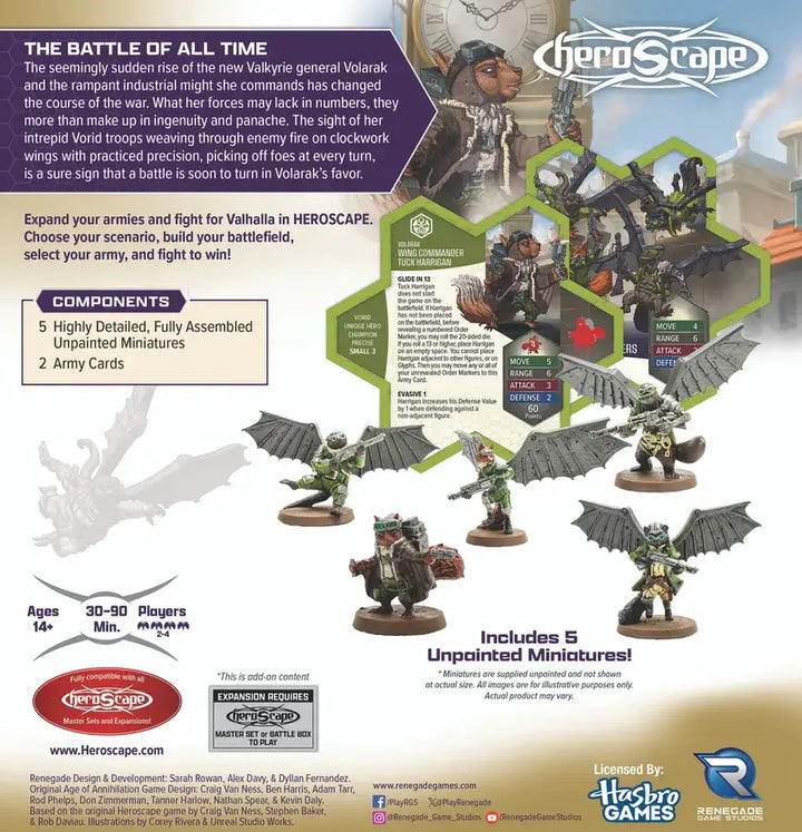 HeroScape: Rising Tide - Army Expansion - Wing Commander Tuck Harrigan & Voris Glidestriker (EN) - Renegade Game