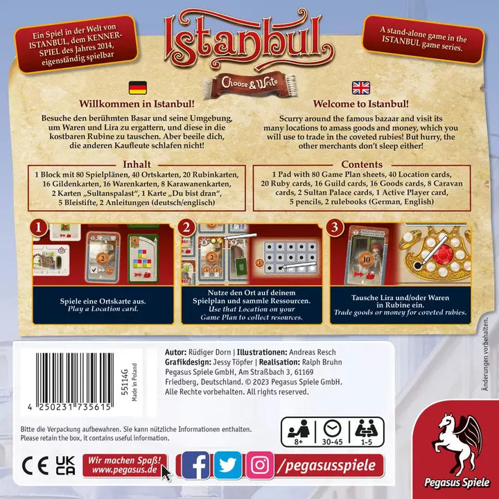 Istanbul: Choose & Write (EN/DE) - Pegasus Spiele - Board Games