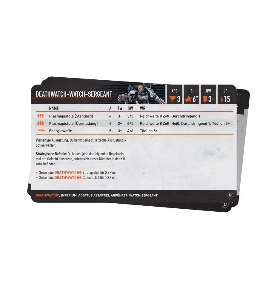 Kill Team: Deathwatch - Datenkarten (DE) - Games Workshop Ltd. - Miniature Games