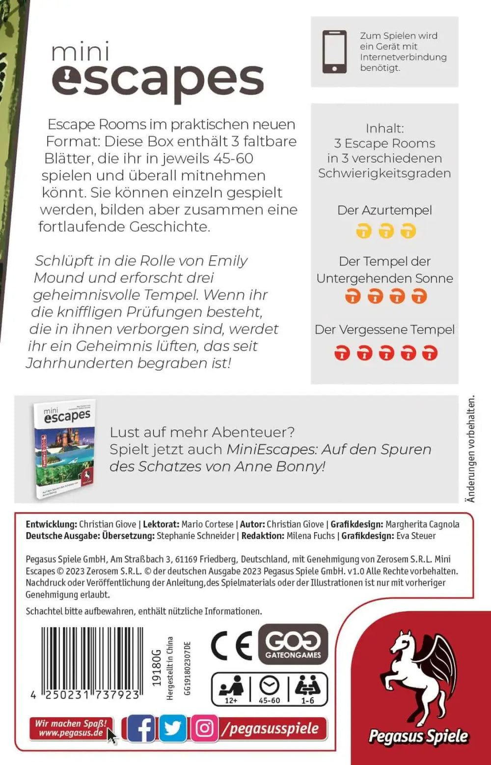 MiniEscapes: Das Mysterium des Verlorenen Kultes (DE) - Pegasus Spiele - Board Games