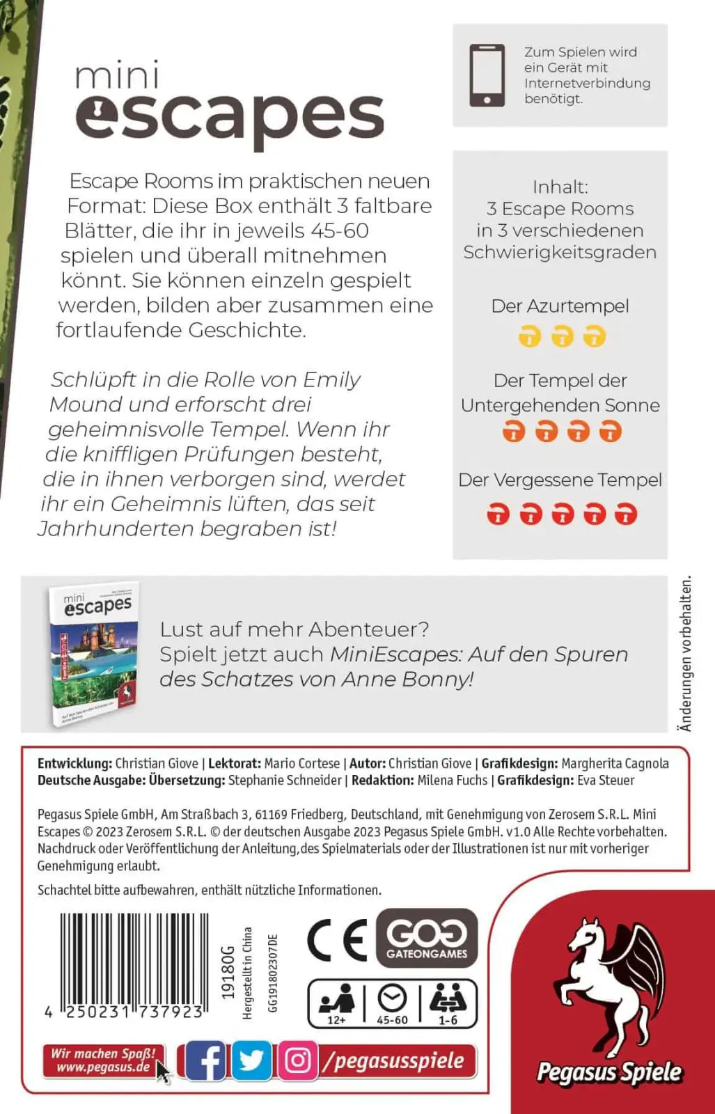 MiniEscapes: Das Mysterium des Verlorenen Kultes (DE) - Pegasus Spiele - Board Games