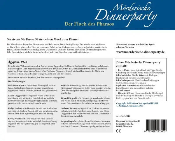 Mörderische Dinnerparty: Der Fluch des Pharaos (DE) - Blaubart Verlags GmbH - Board Games