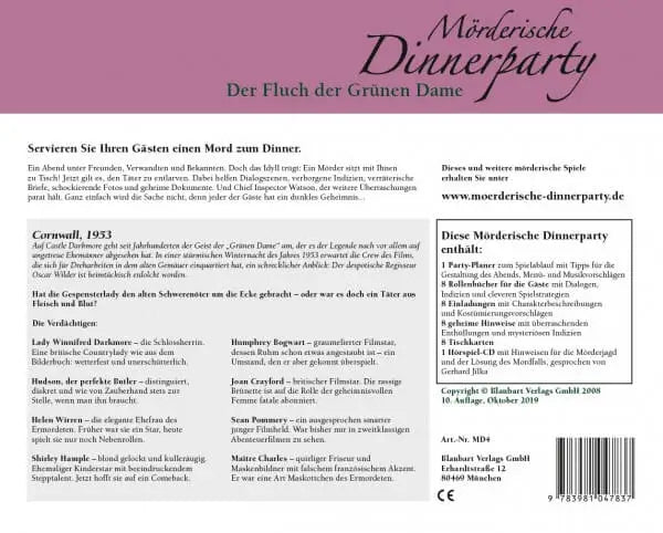 Mörderische Dinnerparty: Der Fluch der Grünen Dame (DE) - Blaubart Verlags GmbH - Board Games