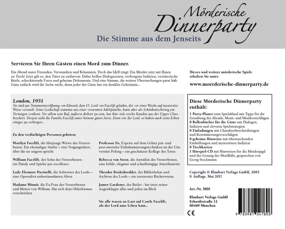 Mörderische Dinnerparty: Die Stimme aus dem Jenseits (DE) - Blaubart Verlags GmbH - Board Games