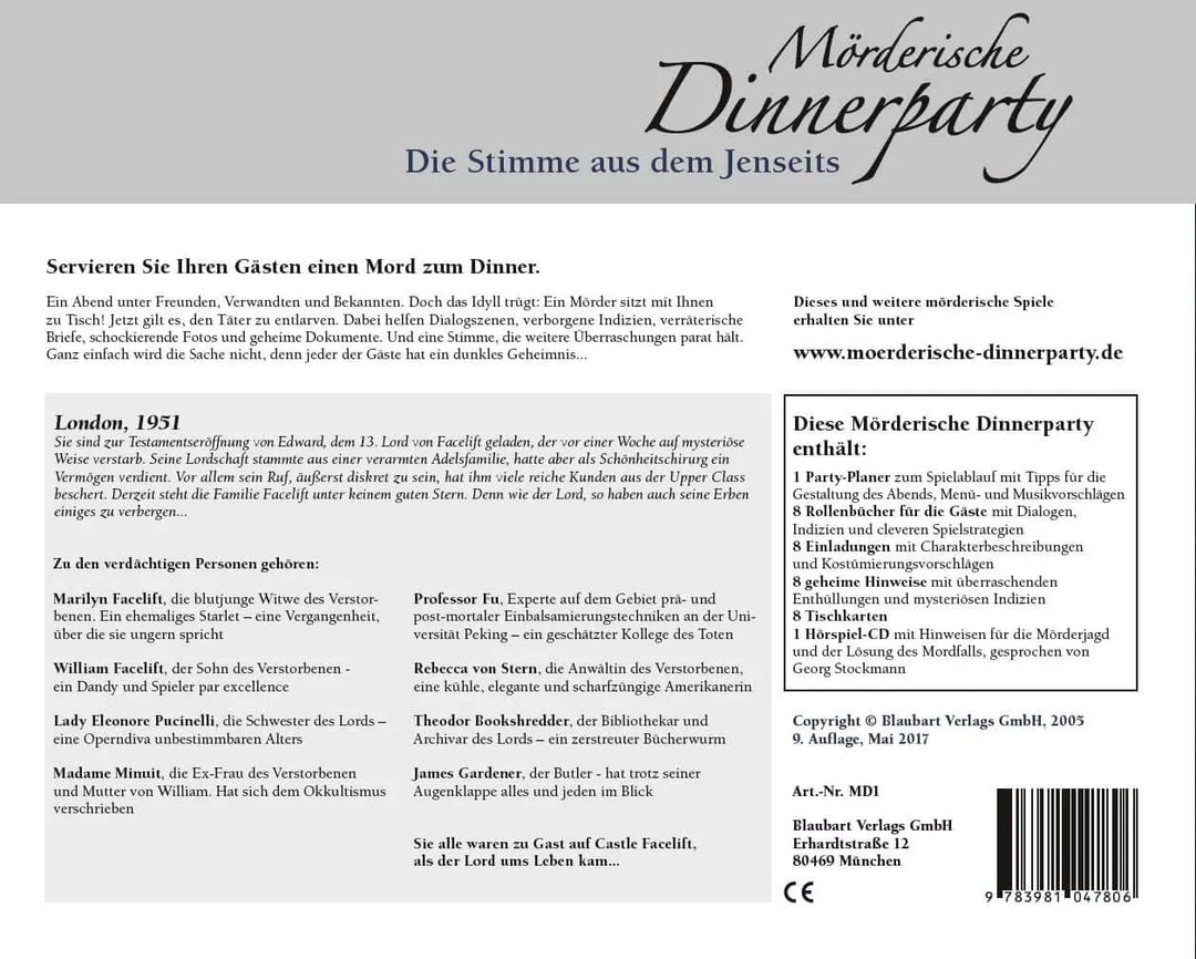 Mörderische Dinnerparty: Die Stimme aus dem Jenseits (DE) - Blaubart Verlags GmbH - Board Games