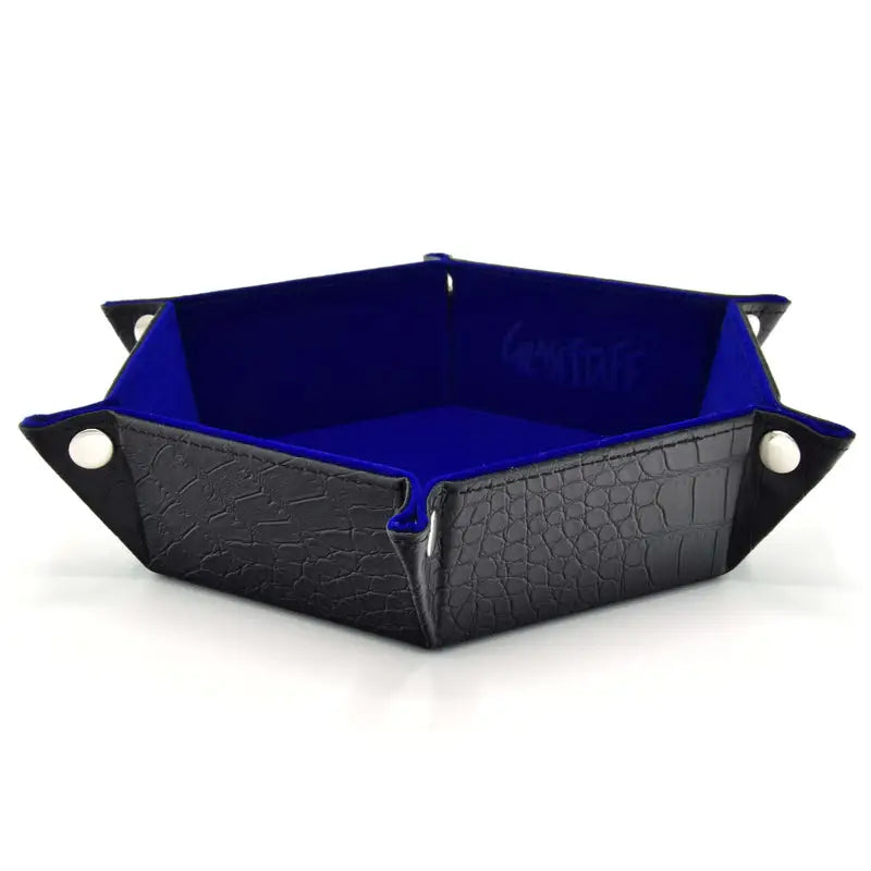 Rolling Tray: Leather - Hexagonal - Foldable - Dragon Skin - Blue - Glassstaff - Accessories