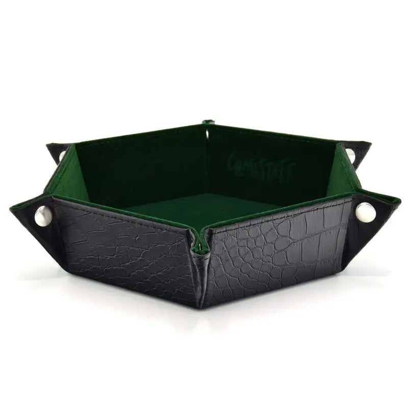 Rolling Tray: Leather - Hexagonal - Foldable - Dragon Skin - Green - Glassstaff - Accessories