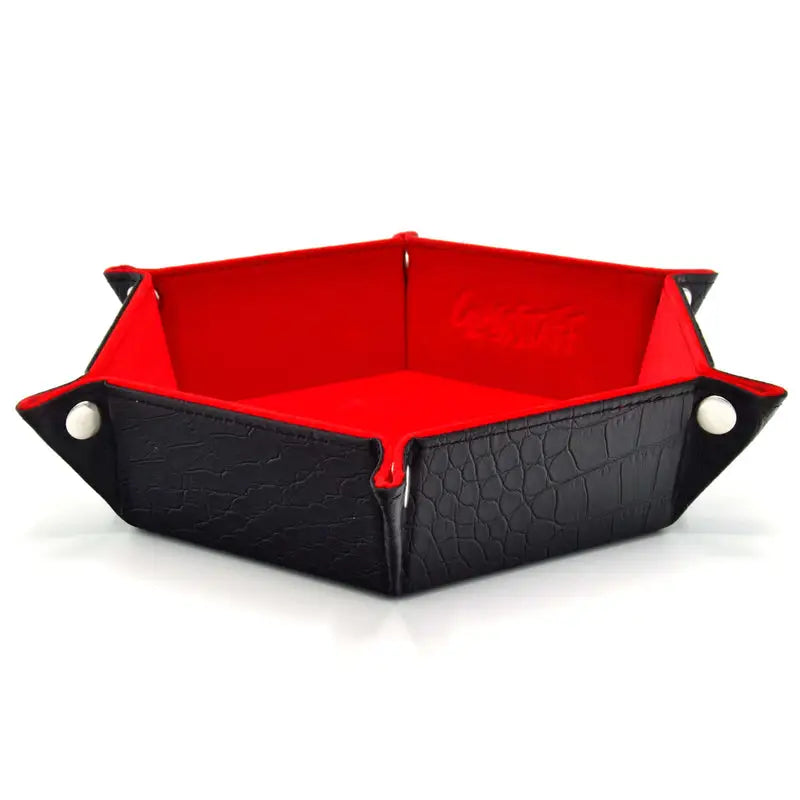 Rolling Tray: Leather - Hexagonal - Foldable - Dragon Skin -Red - Glassstaff - Accessories
