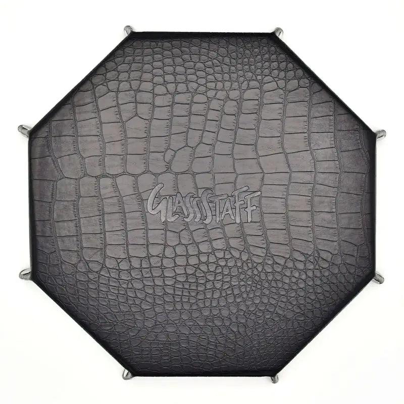 Rolling Tray: Leather - Octagonal - Foldable - Dragon Skin - Black - Glassstaff - Accessories