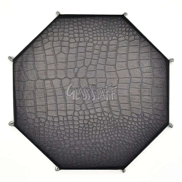 Rolling Tray: Leather - Octagonal - Foldable - Dragon Skin - Black - Glassstaff - Accessories