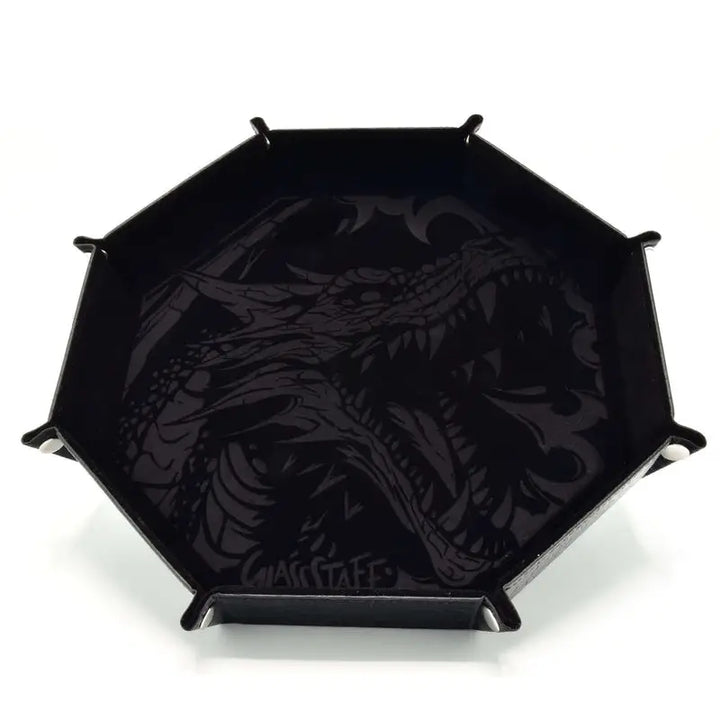 Rolling Tray: Leather - Octagonal - Foldable - Dragon Skin - Black - Glassstaff - Accessories