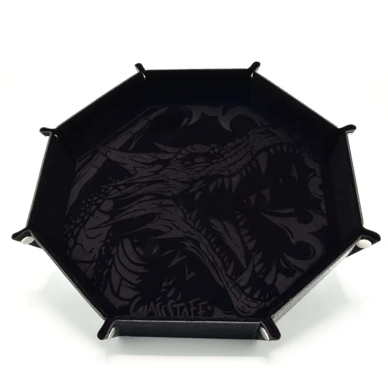 Rolling Tray: Leather - Octagonal - Foldable - Dragon Skin - Black - Glassstaff - Accessories