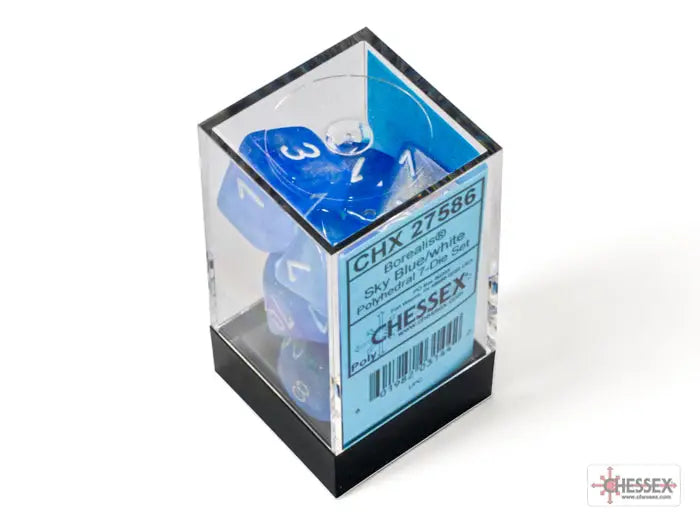 RPG Dice Set: Borealis - Polyhedral - Sky Blue/White (7) - Chessex - Accessories