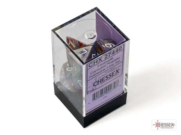 RPG Dice Set: Festive - Polyhedral - Carousel/White (7) - Chessex - Accessories