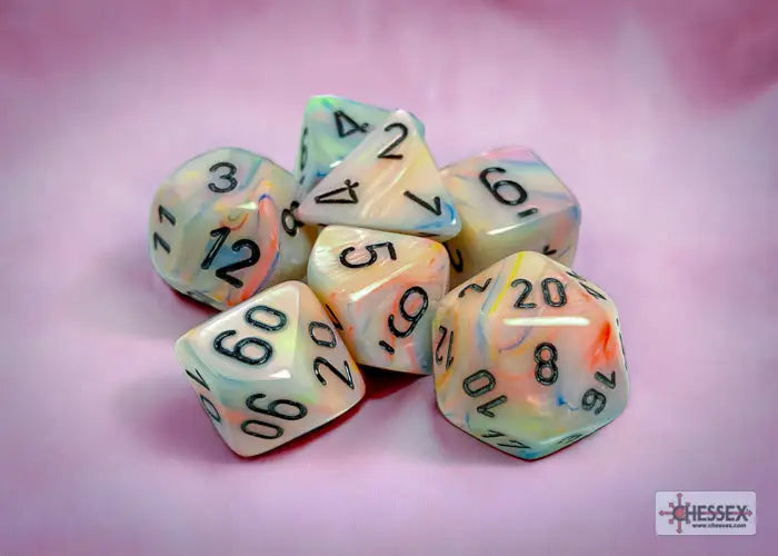 RPG Dice Set: Festive - Polyhedral - Circus/Black (7) - Chessex - Accessories