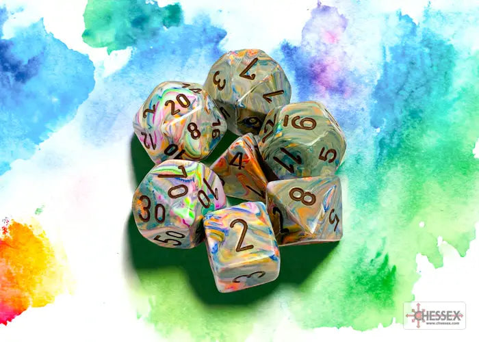 RPG Dice Set: Festive - Polyhedral - Vibrant/Brown (7) - Chessex - Accessories