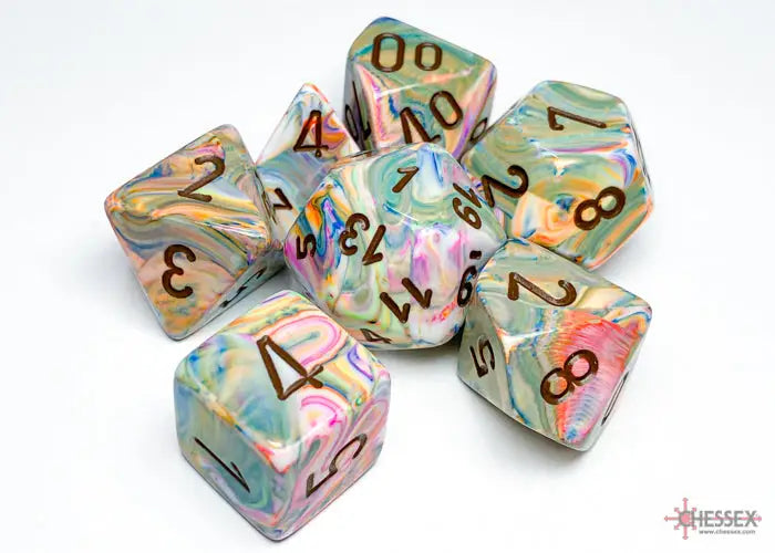 RPG Dice Set: Festive - Polyhedral - Vibrant/Brown (7) - Chessex - Accessories