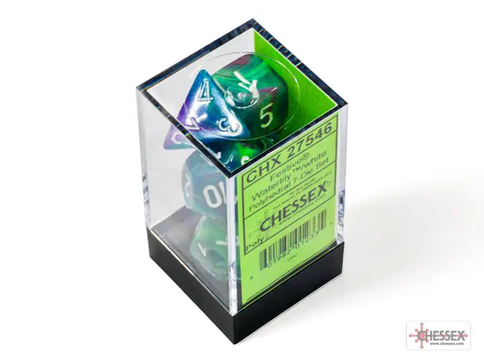 RPG Dice Set: Festive - Polyhedral - Waterlily/white (7) - Chessex - Accessories