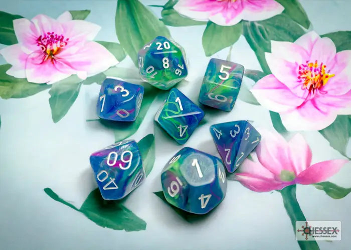 RPG Dice Set: Festive - Polyhedral - Waterlily/white (7) - Chessex - Accessories