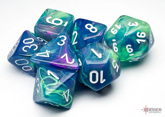 RPG Dice Set: Festive - Polyhedral - Waterlily/white (7) - Chessex - Accessories