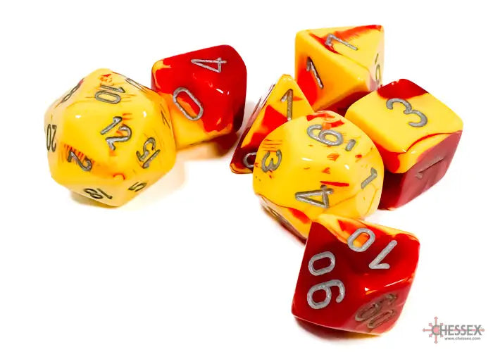 RPG Dice Set: Gemini - Polyhedral - Yellow/Silver Polyhedral (7) - Chessex - Accessories