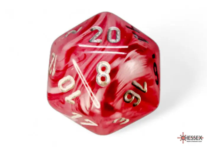 RPG Dice Set: Ghostly - Polyhedral - Glow Pink/Silver (7) - Chessex - Accessories