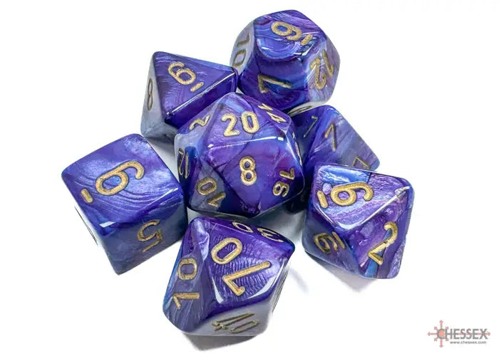 RPG Dice Set: Lustrous - Polyhedral - Purple/Gold (7) - Chessex - Accessories