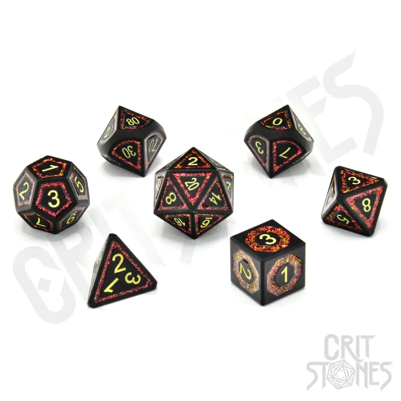 RPG Dice Set: Metal - Volcanic Valor - Glassstaff - Accessories