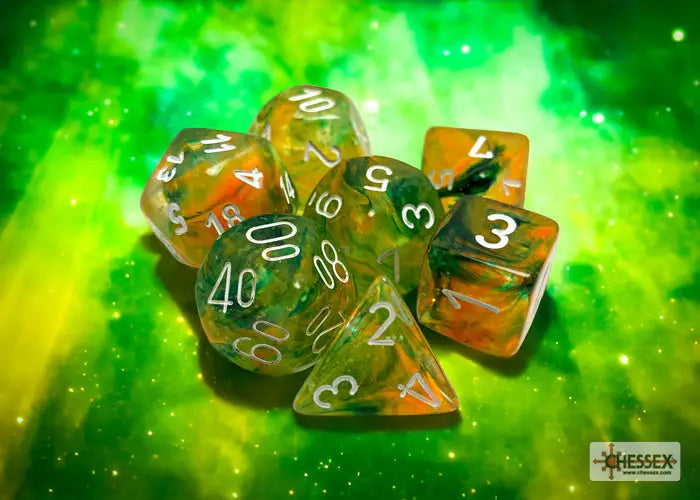 RPG Dice Set: Nebula - Luminary - Polyhedral - Spring/White (7) - Chessex - Accessories